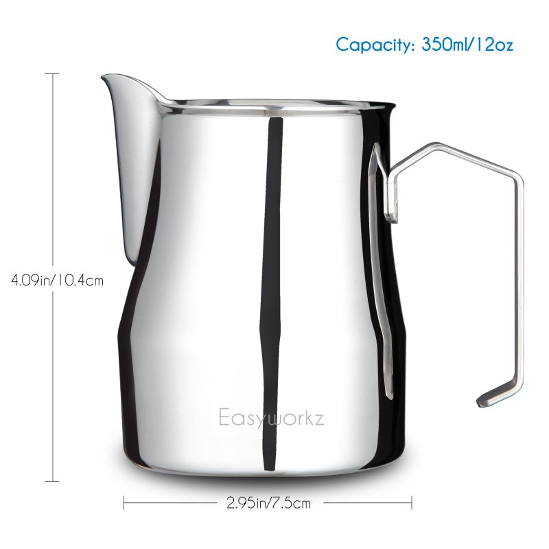 Easyworkz Espresso Steaming Pitcher Stainless Steel 12 oz Coffee Frothing Picther Milk Jug Cappuccino Latte Art Cup - Image 2